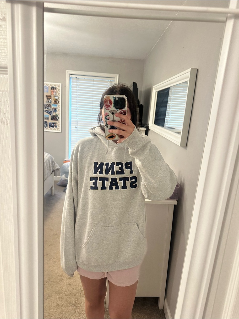 Gildan Light Gray Pullovers Hoodie with Navy 'PENN STATE' Text